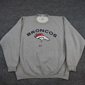 Vintage Denver Broncos Sweatshirt Mens XL Gray NFL Football Nike Crewneck 90s